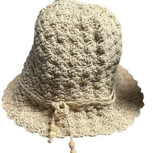 Beige Crochet Sun Hat
